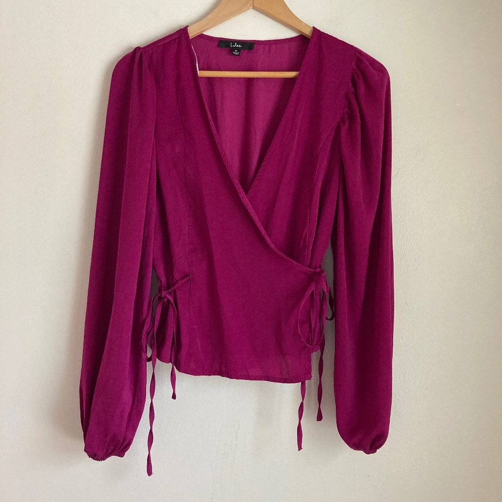 Lulu's Fuchsia Wrap Blouse